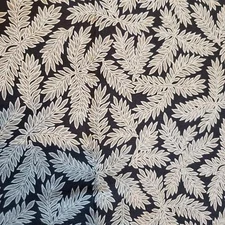 Grey Black Leaf Print Quilt Craft Fabric 42x34" Moda East Meets West F3004