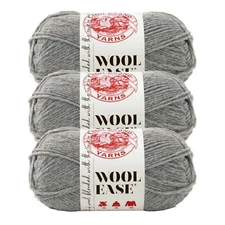 (3 Pack) Lion Brand Yarn 620-151 Wool-Ease Yarn, Grey Heather