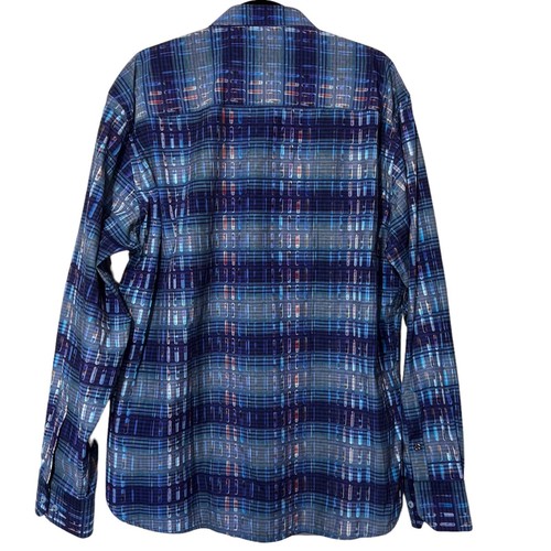 Luchiano Visconti Men's XXL Long Sleeve Button Down Cotton Blend Blue Multi NWT - 第 3/19 張圖片