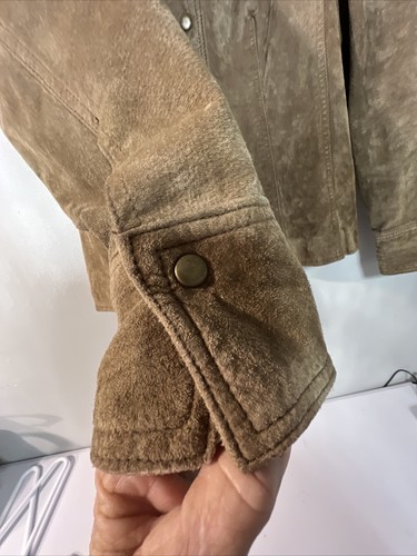 Giacca vintage Napa Valley 100% pelle scamosciata marrone chiaro marrone chiaro taglia 14 a scatto - Foto 5 di 9
