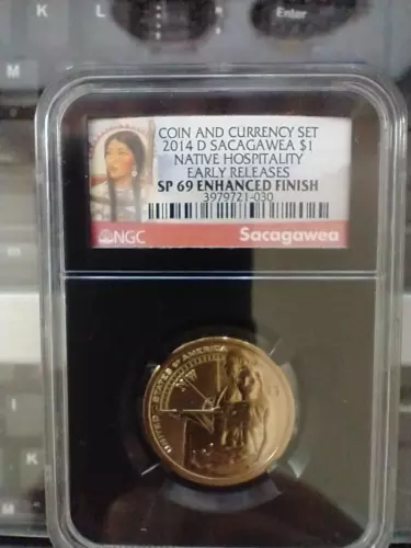 2014 D NGC SP69 Enhanced Finish $1 Sacagawea - Black Label