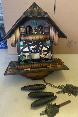 Albert Schwab Cuckoo Clock German Dancers Cuendet Musical