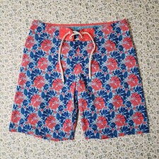 Shortomatic Bluedrake Board Shorts Men 34 Blue Orange Flowers Limited Edition