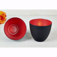 Becher Glas Teelichter, schwarz rot, Windlichthalter, Teelichthalter, Dekoglas