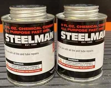 LOT OF 2 STEELMAN CHEMICAL VULCANIZING CEMENT 8oz TIRE REPAIR SEALANT G10105