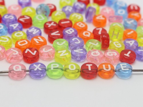 250 Assorted Acrylic Alphabet Letter Coin Beads 4X7mm Jewelry Craft Funny Beads - Picture 5 of 28