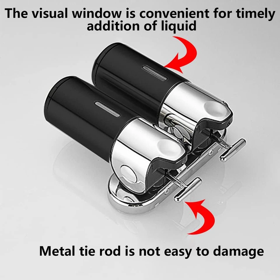 2 Bottles Bathroom Shower Soap Dispenser Shampoo Gel Pump Wall Mounted 500ml AU - image 4 of 4