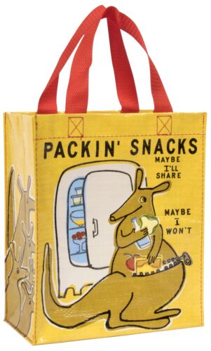 Packin' snacks Handy Tote Blue Q lunch bag Great Gift Recycled material - 第 1/3 張圖片
