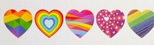50 Heart Valentine's Day heart stickers crafts cards seals 1.5" rainbow
