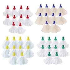 Mop Heads Large Big White Push & Screw Fit Colour Coded 120G Mop Pack 10 20 Deal