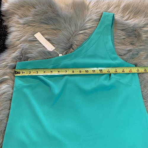 NWT Trina Turk Lunaria One Shoulder Tiered Flounce Dress Canana Teal Sz 6 $258 - Picture 8 of 11