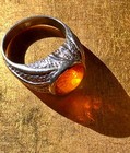 Huge Mandarin Garnet Power Ring Portuguese Round Cut 18K White Gold 9.44 Carats — photo 2