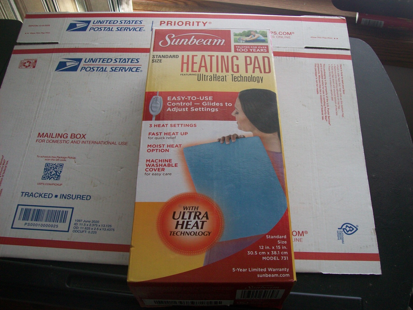 NIBSunbeam Standard Size Heating Pad 12X15", 3 settings,model 731 eBay