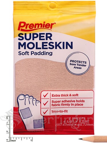Premier Super Moleskin weiche Polsterung 3 Blatt 4,5/8 x 3,3/8 im Vergleich zu Dr. Scholls