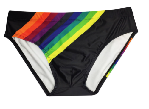 Men's Swim Briefs Rainbow Striped Bathing Suit Beach Resort Vacation Swimwear - Picture 14 of 16