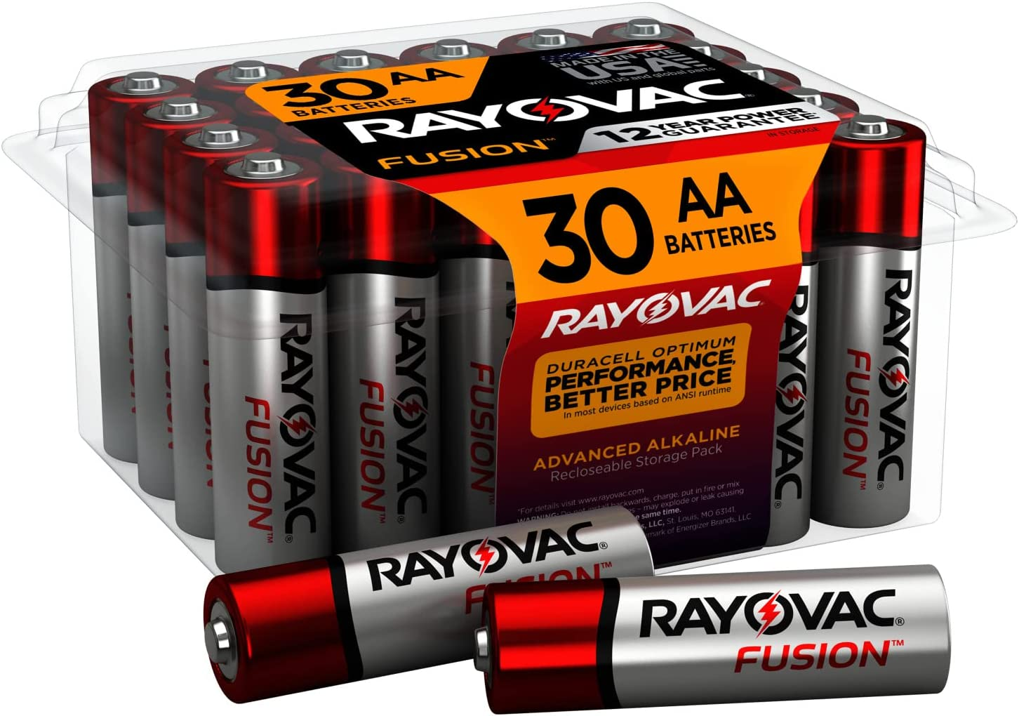 Fusion AA Batteries (30 Pack), Double a Alkaline Batteries-image