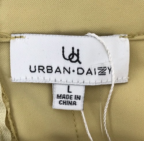 Urban Daizy Yellow Pleated Tennis Mini Skirt Sz Large Zipper Polyester Spandex - Picture 3 of 5