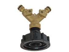 Adapter IBC auf Verteiler 2x Stecker Messing Hosenst&uuml;ck Hahnanschluss &Uuml;bergang