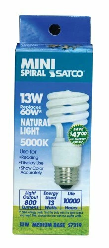 S7219 13W E26 Base T2 Mini Spiral 5000K Equivalent 60W Lamp Enclosed Fixtures - Image 2 of 4