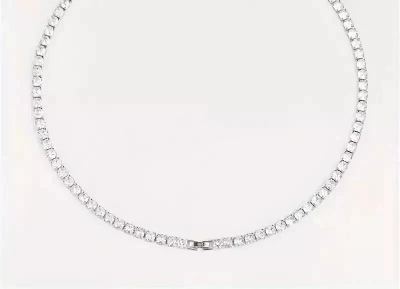 22Ct Round Cut Lab Created Diamond Tennis Necklace 14K White Gold Plated - Image 3 of 3