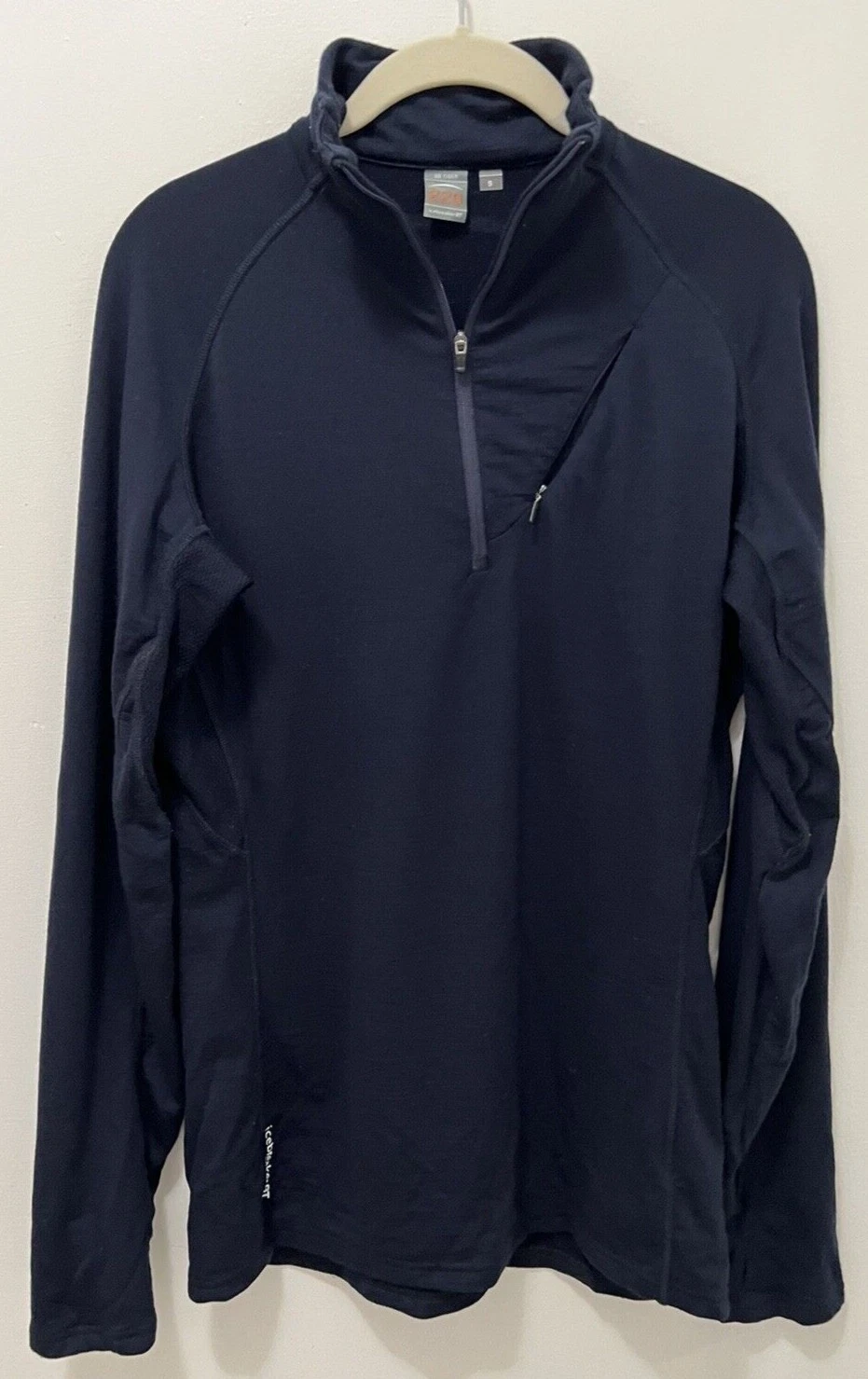 Icebreaker GT 220 Go Tiger Small Merino Wool 1/4 Zip Pullover Baselayer NavyBlue