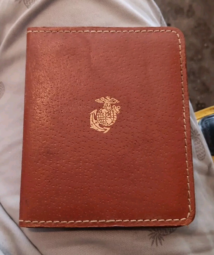 Vintage WWII Marines Leather Passport Cover  -image