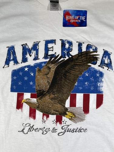 American Flag Men’s White T-Shirt Short Sleeve Patriotic Size Large NEW - Picture 5 of 11