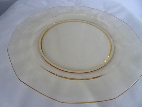 Vtg. Depression Glass Amber 9 1/2" Dinner Plates- (Set of 4)-NO PATTERN