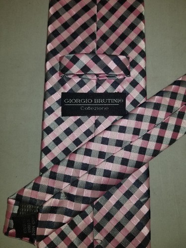 Giorgio Brutini Pink White Navy Striped Classic Men's Tie / Necktie - Picture 10 of 12