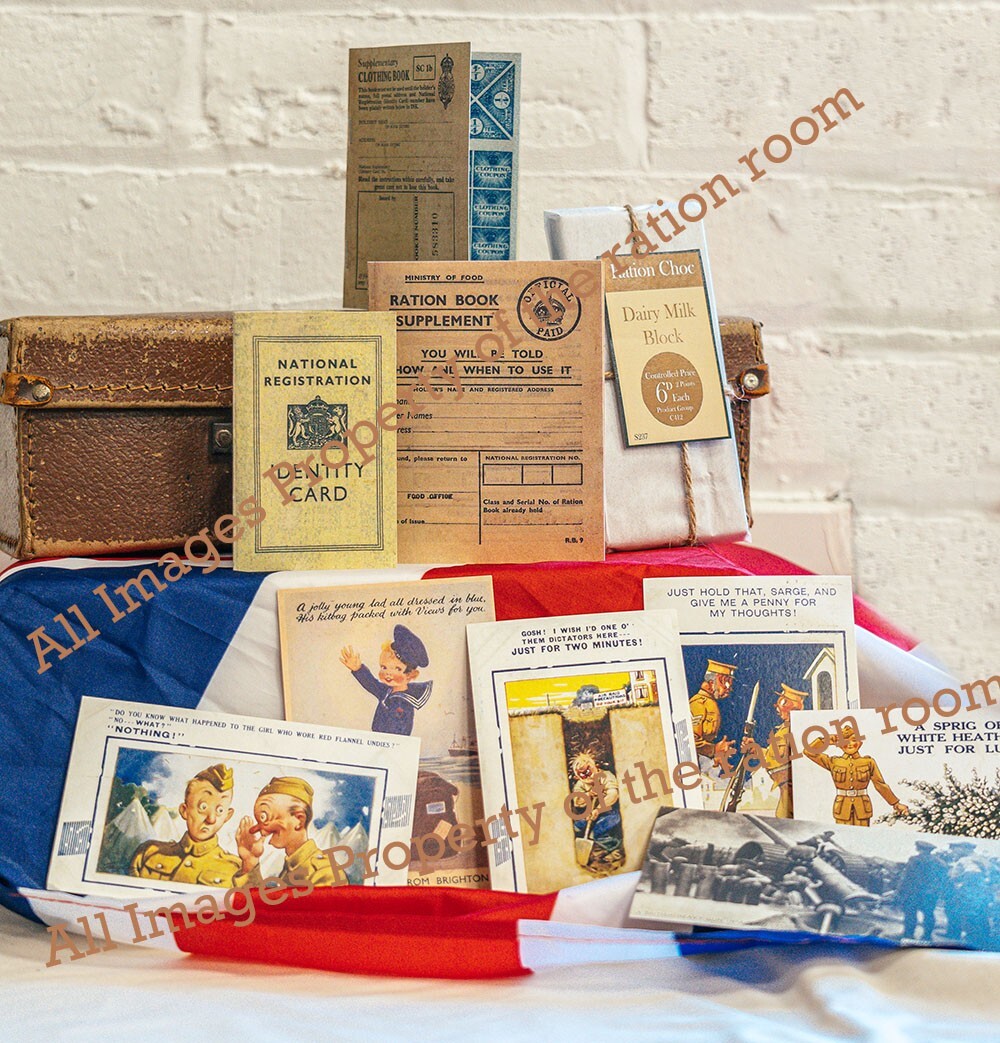 1940s-WW2-Reenactment History Set Postcards Chocolate-Ration Books