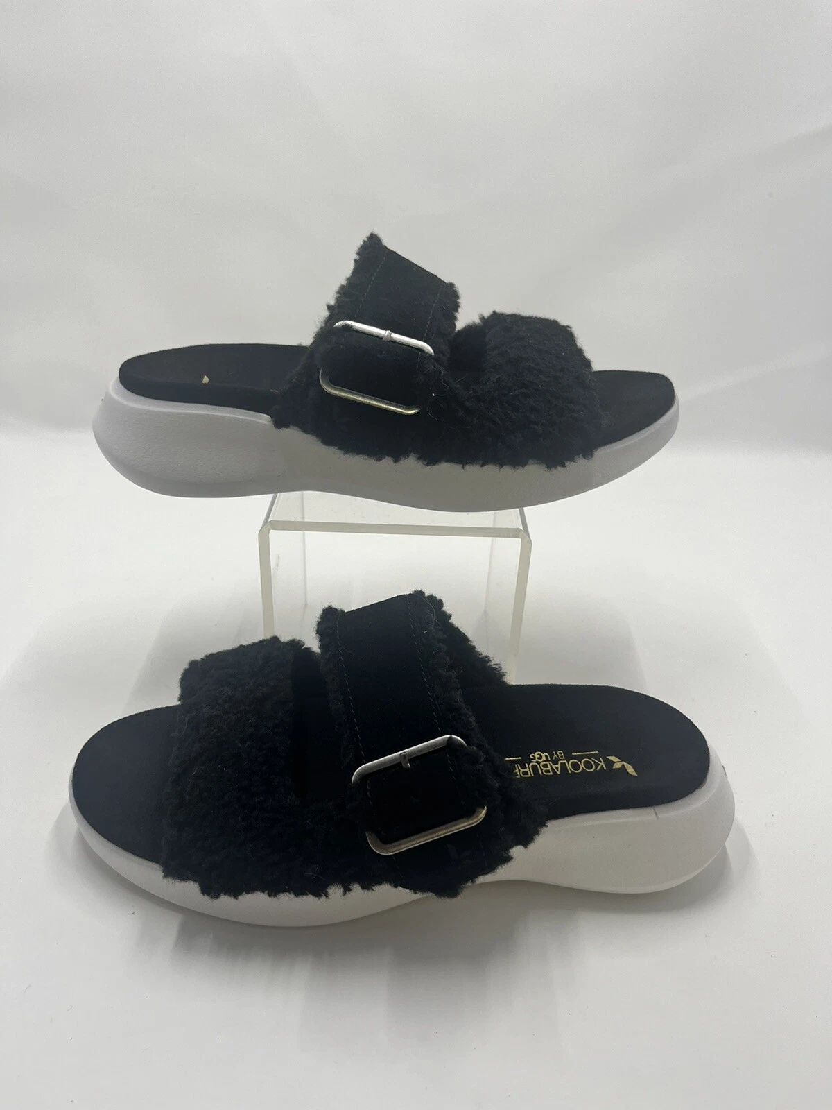 Koolaburra By UGG 1127715 sandalo ciabatte nero pelliccia sintetica taglia 5