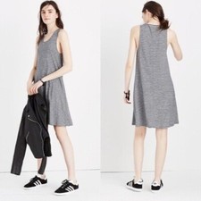Madewell Highpoint Tank Dress in Stripe Gray Black Jersey Knit