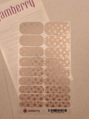 Jamberry SNOWFLAKE Winter ''Champagne Frost'' Full Sheet Nail Wraps MANI PEDI Art