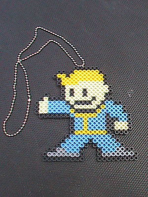 Fallout 4 ''unofficial'' PipBoy Perler Bead figure on 18'' Ball Chain 