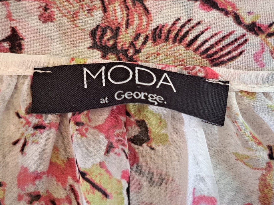 Bird Floral Print 3/4 Sleeve Blouse Moda At Cream Women's Size