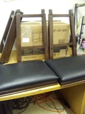 Lot Of 2 PHI VILLA PU Leather 24" Counter Height Bar Stools With Wood Legs 