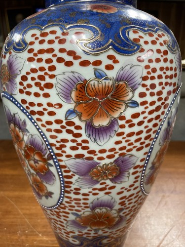 Vintage Hand Painted Asian Porcelain Vase - Floral 14-3/8” Tall - Elegant! - Picture 8 of 14