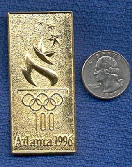 MASSIVE 2.75" Atlanta 1996 Olympic Logo Lapel Pin ~ Gold Version ~ CENTERPIECE