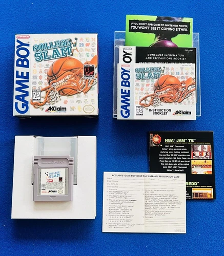 College Slam Basketball Nintendo Gameboy 100% Complete CIB Box Manual + Inserts!