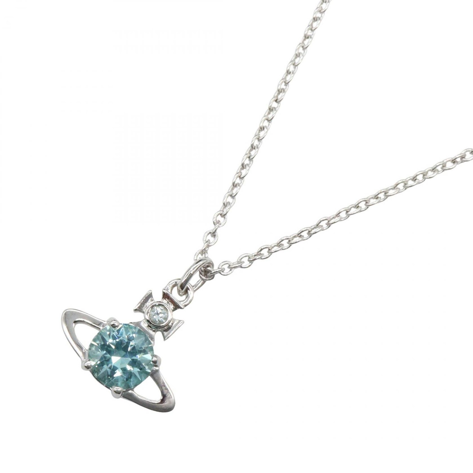 Vivienne Westwood Reina Knuckles Necklace Pendant brass Blue 39.5/43.5cm NEW