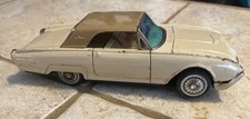 Vintage Ford Thunderbird Cream Hard Top Tin Friction car working 8" long Japan