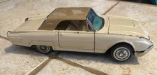 Vintage Ford Thunderbird Cream Hard Top  Tin Friction car working 8" long  Japan