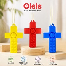 6-Pack Cross-Shaped Silicone Teethers for Babies   Safe, BPA-Free Soft durable