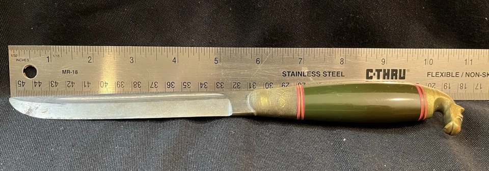 CUCHILLO CABEZA CABALLO FINLANDIA IISAKKI JARVENPAA VINTAGE ACERO INOXIDABLE Y FUNDA DE CUERO Foto 3 de 4