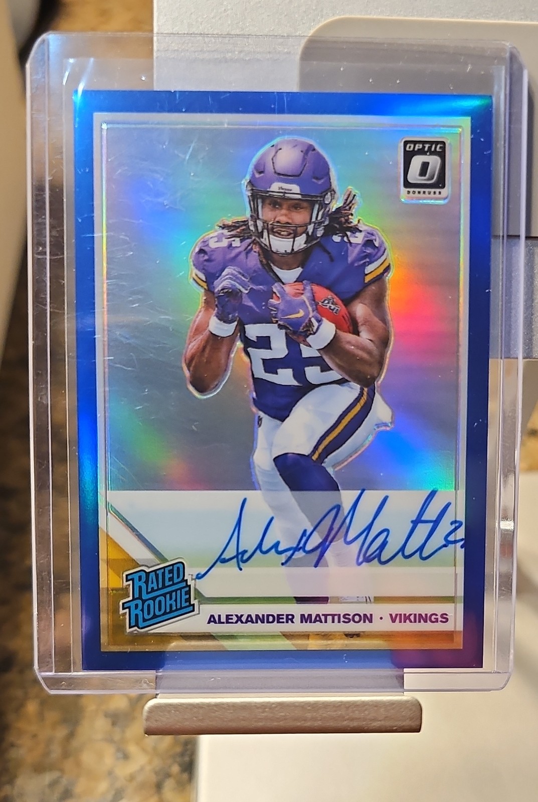 2019 Panini Donruss Optic - Rated Rookie Alexander Mattison #181 Blue Auto /75