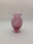Fenton Hobnail Pink Cranberry Opalescent Ruffled Top 4" Mini Bud Vase