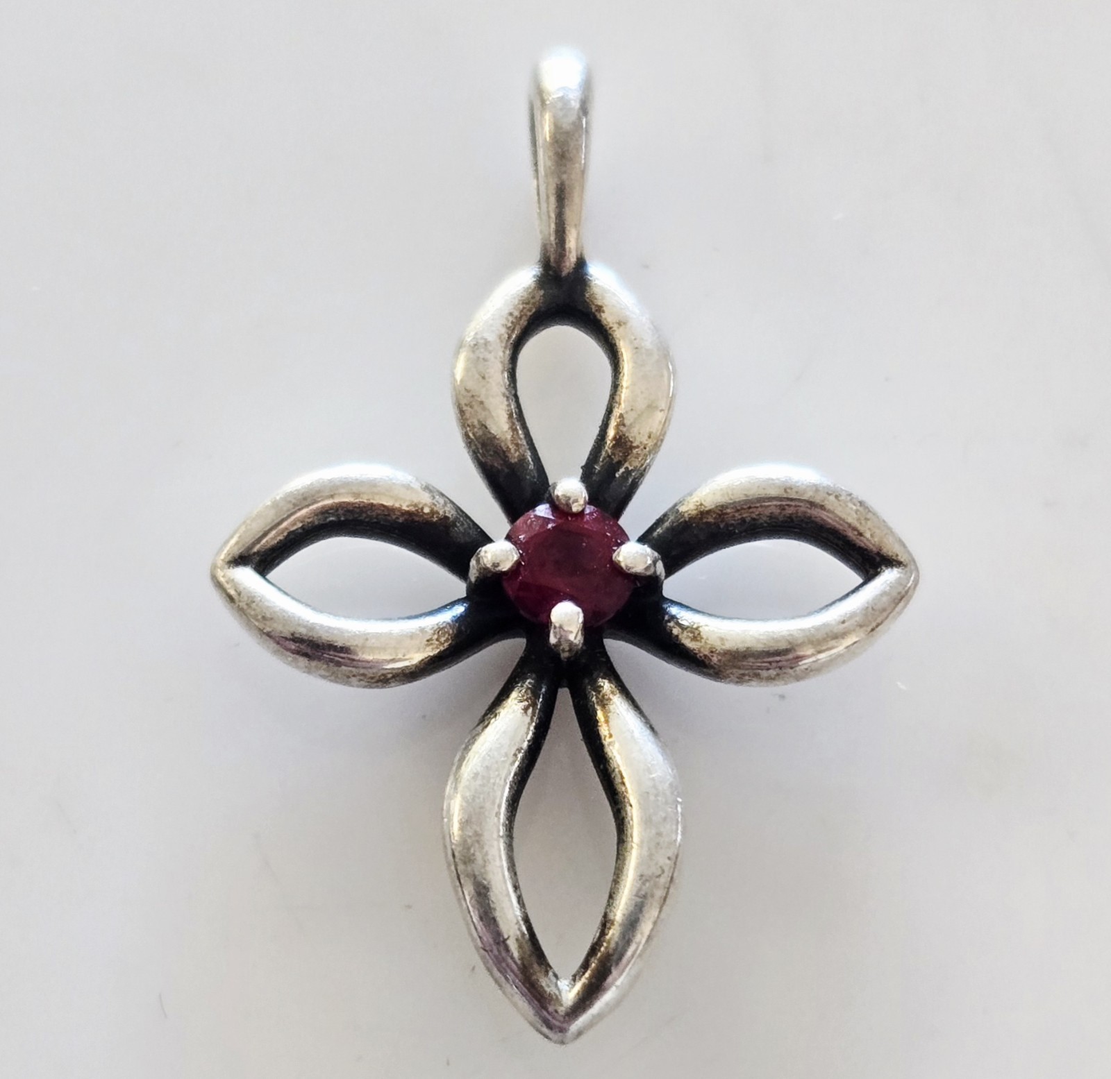 James Avery Remembrance Lab Created Ruby Cross Pe… - image 1