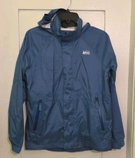 REI Co-op Kids Large 14-16 Blue Hooded Rain Jacket Lightweight Waterproof Shell