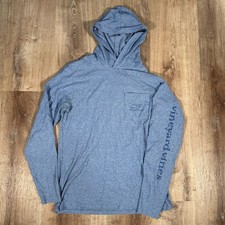 Vineyard Vines Edgartown Men  s Small Long Sleeve Heather Blue Hoodie Shirt