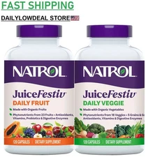 Natrol JuiceFestiv - FruitFestiv & VeggieFestiv, 120 Fruit & 120 Veggie Capsules
